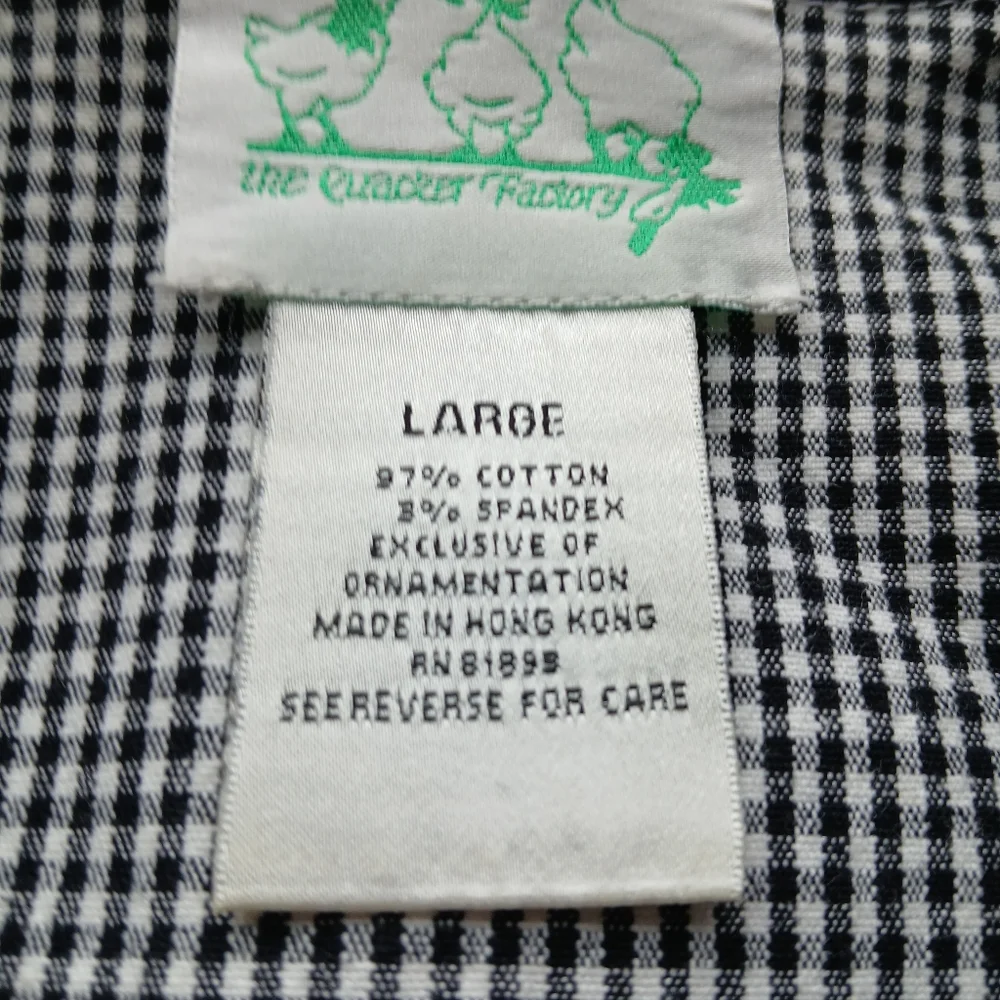 The Quaker Factory Size Large Black and White Checkered Jacket Floral Embroidery - Picture 3 of 7